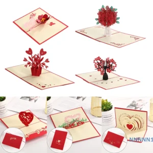 3D Stereoscopic Roses Pop Up Greeting Card for Valentines, Birthday and Anniversary